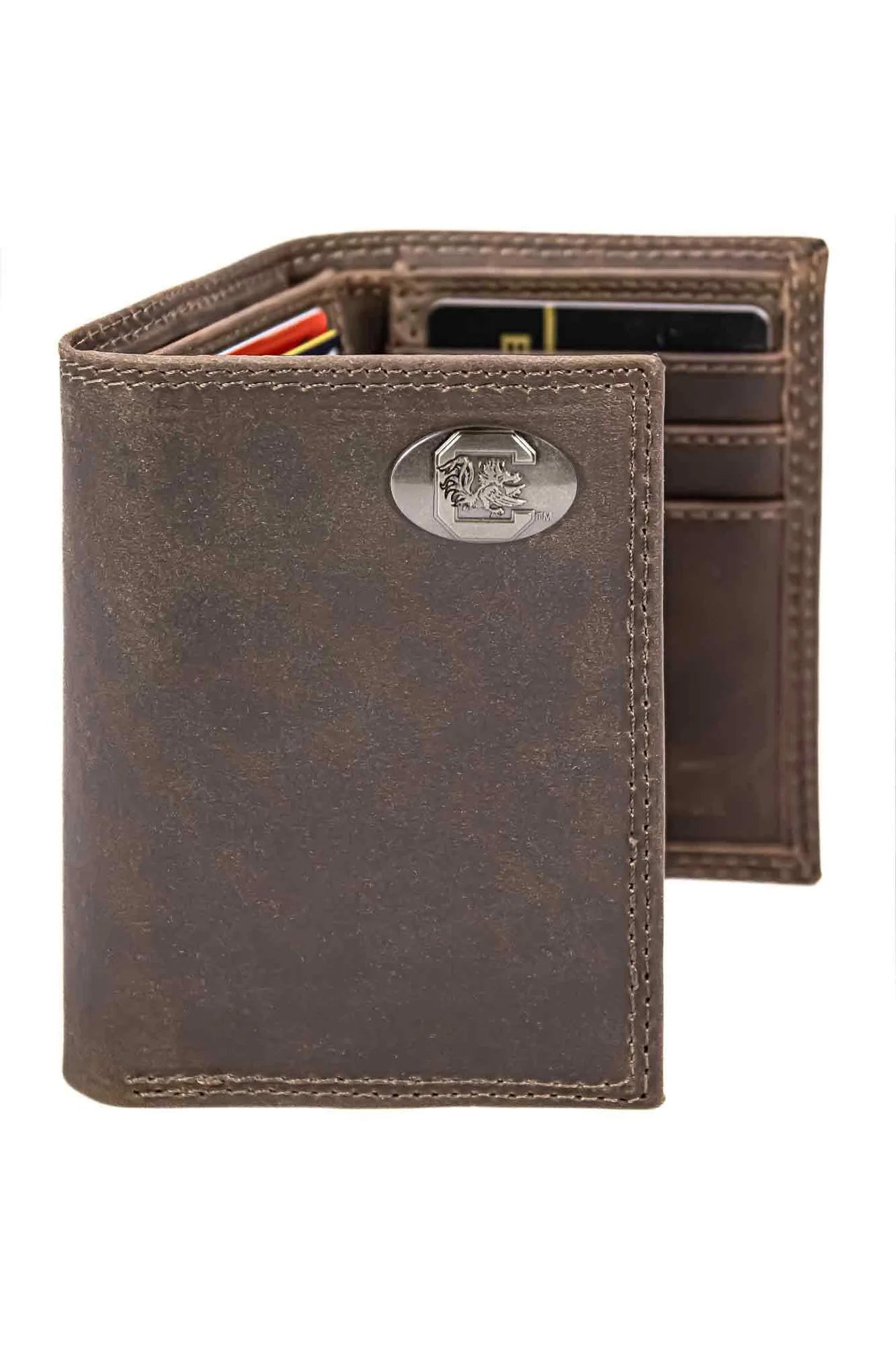USC-IWT4-CRZH-LBR Zep-Pro USC Crazy Horse Trifold Wallet Light Brown