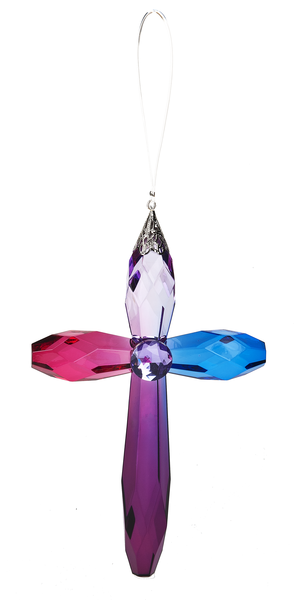 ACRYIN-07 CRYSTAL EXPRESSIONS 7IN HANGING RAINBOW CROSS