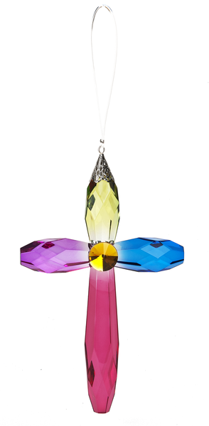 ACRYIN-07 CRYSTAL EXPRESSIONS 7IN HANGING RAINBOW CROSS