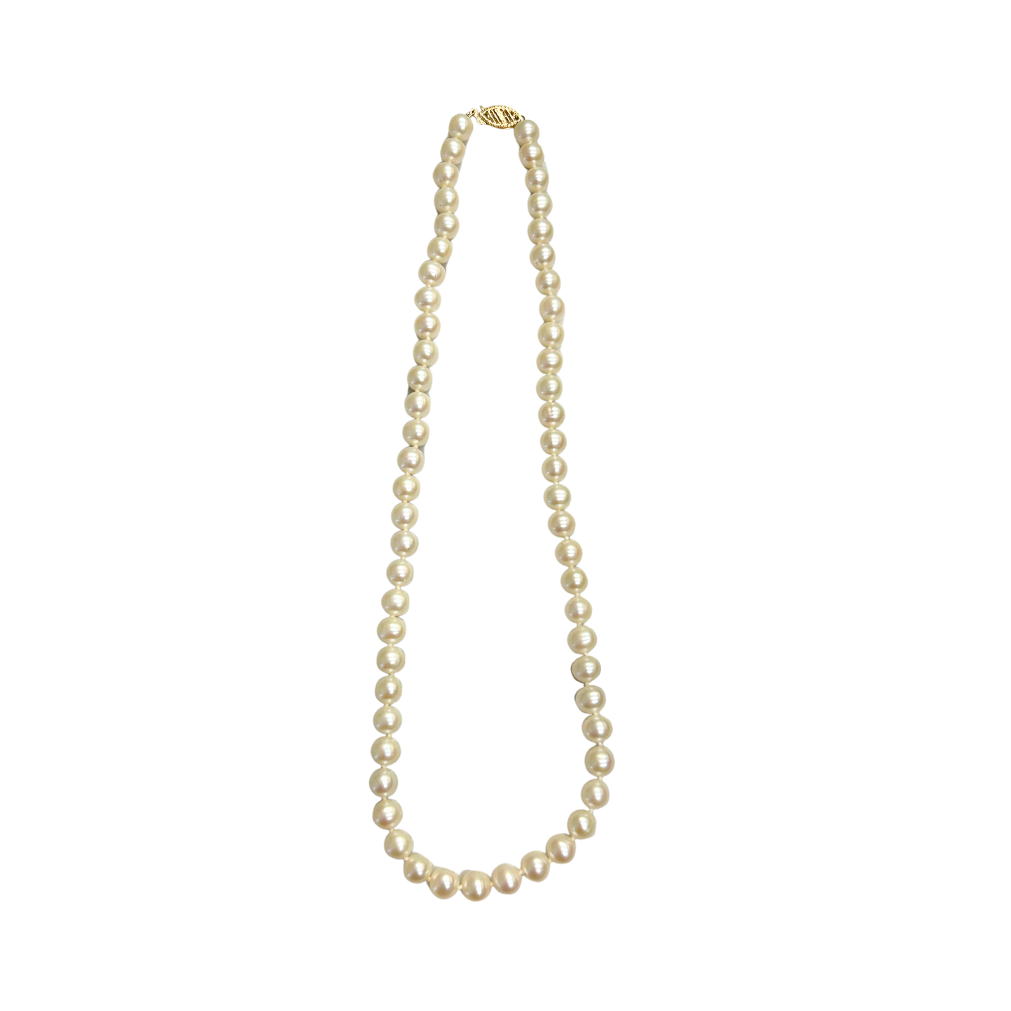14K Yellow Gold 6X6.5 Freshwater Pearl Necklace - 16"