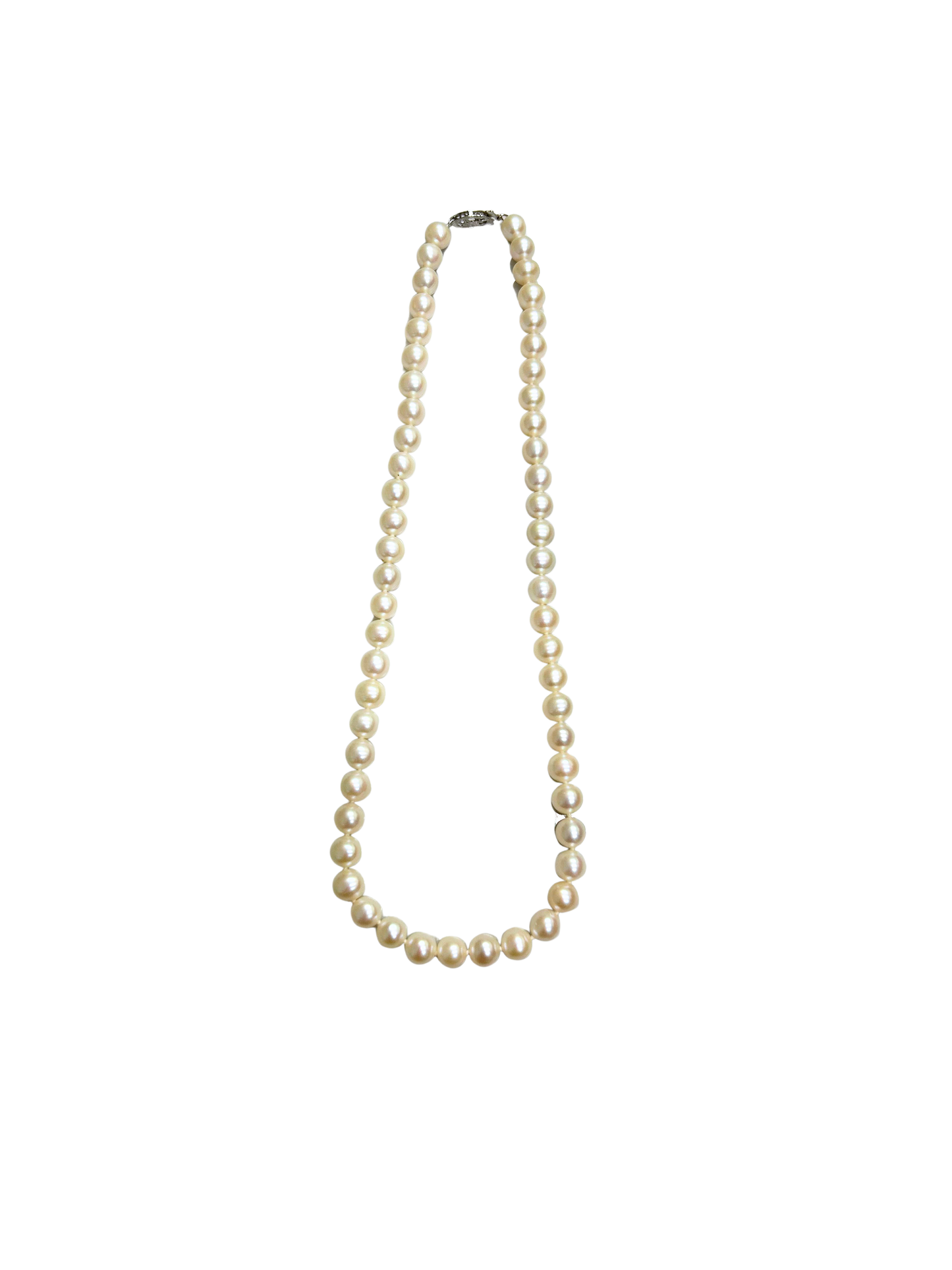 14K White Gold 7X6.5MM Freshwater Pearl Necklace - 16"