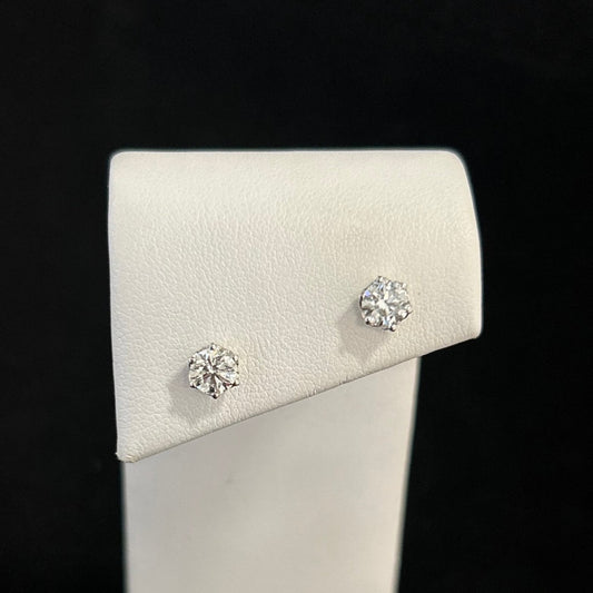 14K Yellow Gold 1.02CTTW Diamond Screw Back Stud Earrings