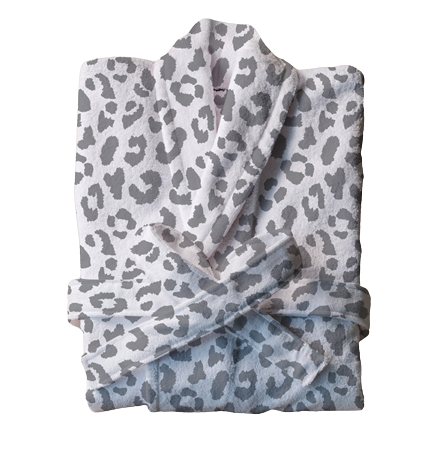 Super Soft Bath Robe in Grey Leopard