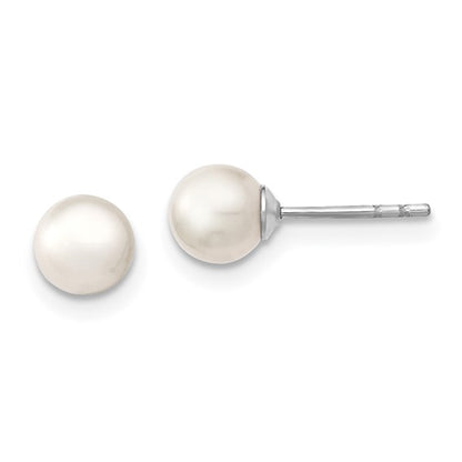 Sterling Silver Freshwater Pearl Round Stud Earrings - 5-6mm