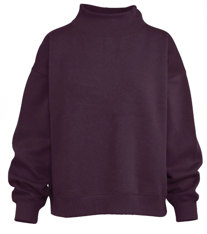 RDG65429SLD Royce Apparel Lingo LS Mock Oversized Crew Fleece Plum 0