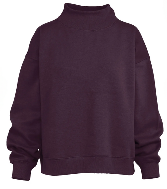 RDG65429SLD Royce Apparel Lingo LS Mock Oversized Crew Fleece Plum 0