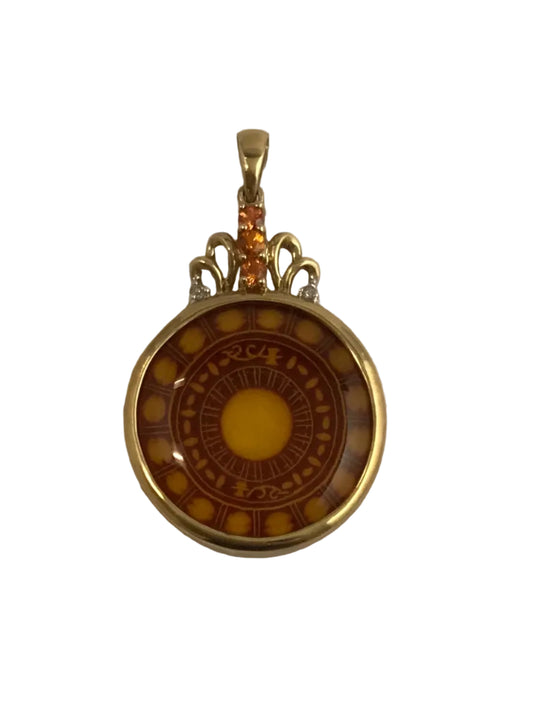 U 404822 10K Yellow Gold Orange Stone Pendant