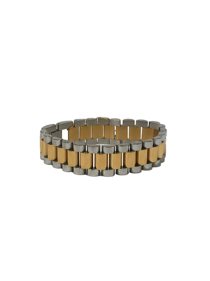 400022 Chansutt Pearls Two Tone Watch Band Bracelet 7in Water Resistant 18k Plated Stainless Steel