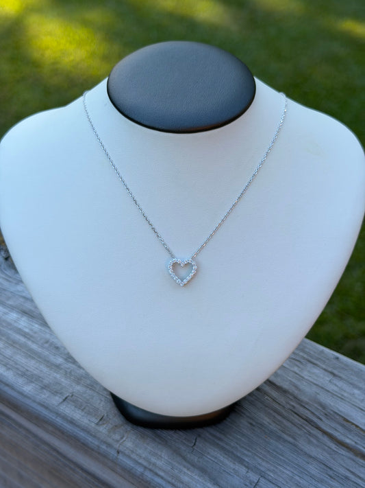 Sterling Silver 1/2 CTW Lab Grown Diamond Heart Necklace With 18" Chain 0