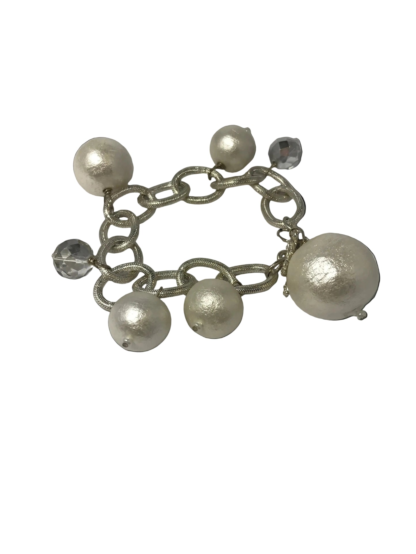Susan Shaw Silver Tone Cotton Pearl Charm Bracelet