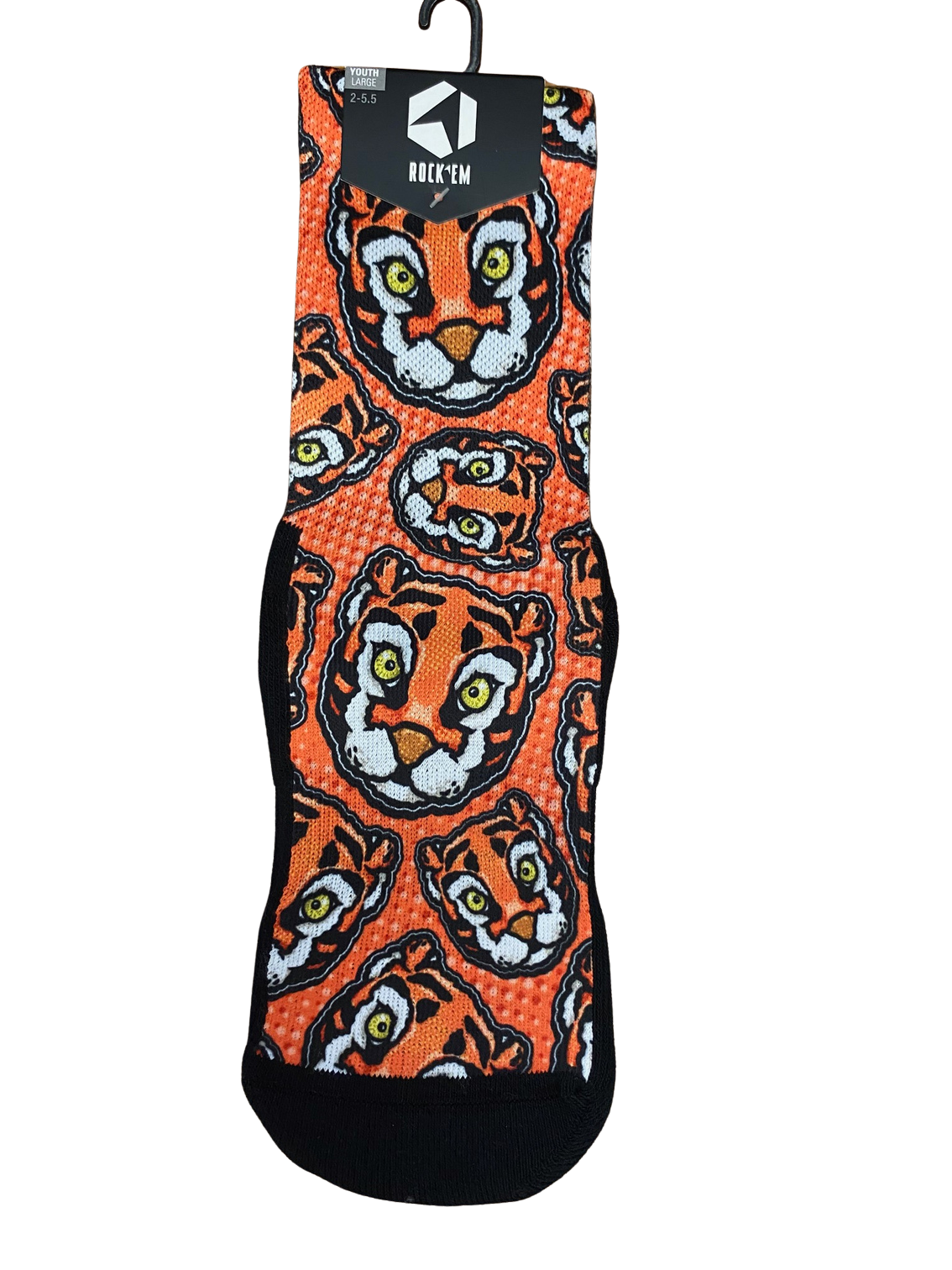CL-CLEM-POPART-MASCOT-CREW-YTHL Clemson Tigers Youth Mascot Crew Socks 0