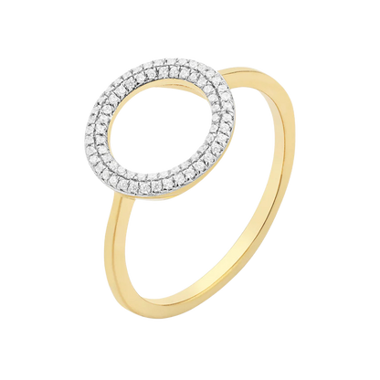 Ella Stein Sterling Silver Gold Plated .10CTTW Diamond Circle Ring