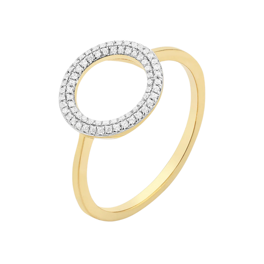 Ella Stein Sterling Silver Gold Plated .10CTTW Diamond Circle Ring