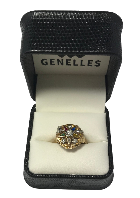 U 167121 10K Yellow Gold Eastern Star Ring with Diamond Accents