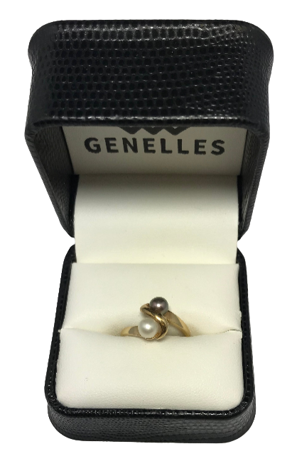U 14K Yellow Gold Black/White Ring
