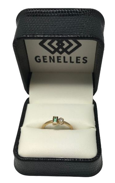 XL-986-EM 10K Yellow Gold .06CTW Diamond/Emerald Ring