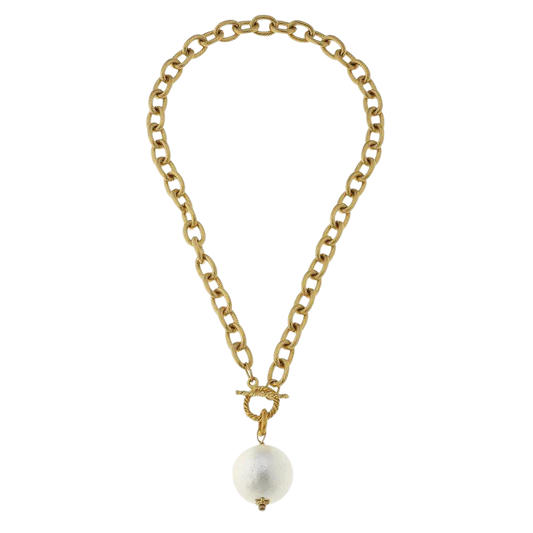 Susan Shaw Cotton Pearl Toggle Necklace - 16"