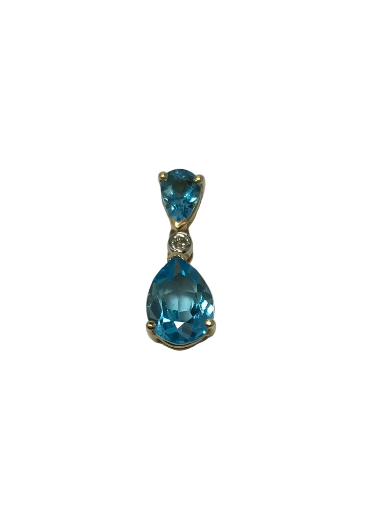 14K Yellow Gold Blue Stone Pendant