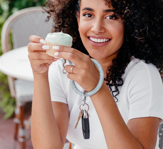 BOKR-S-BF O-Venture Silicone Big O Key Ring - Blue Frost Confetti
