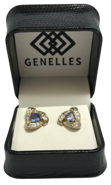 U 10K 2 Tone Light Purple Stone Earrings