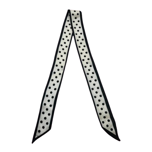 Twilly Scarf White with Black Polka Dots 0