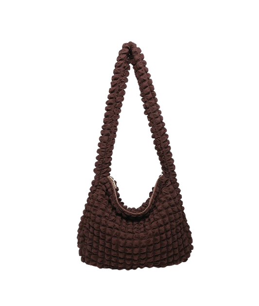 Rosemary Quilted Nylon Crossbody in Espresso