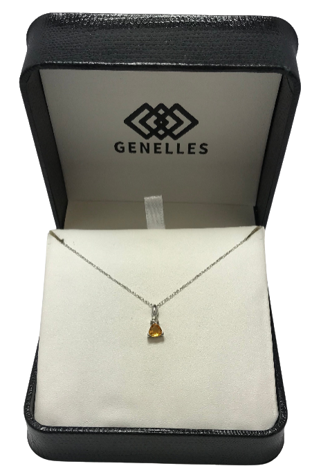 DTI 10K White Gold Yellow Stone Pendant