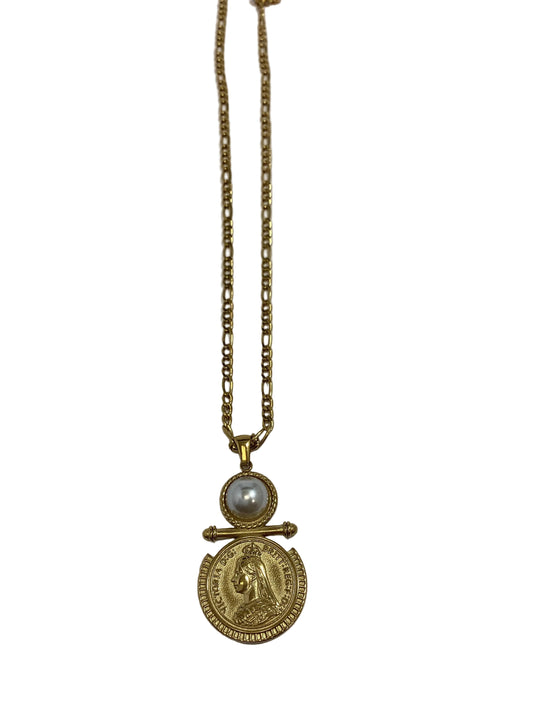 406547 Chansutt Pearls Macy Necklace 18k Gold Plated Water Resistant Stainless Steel