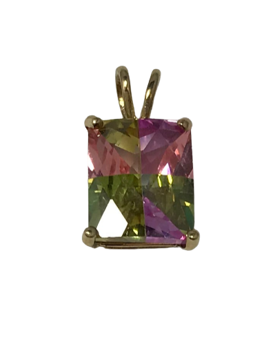 U 10K Yellow Gold Watermelon Pink Multi Colored Pendant