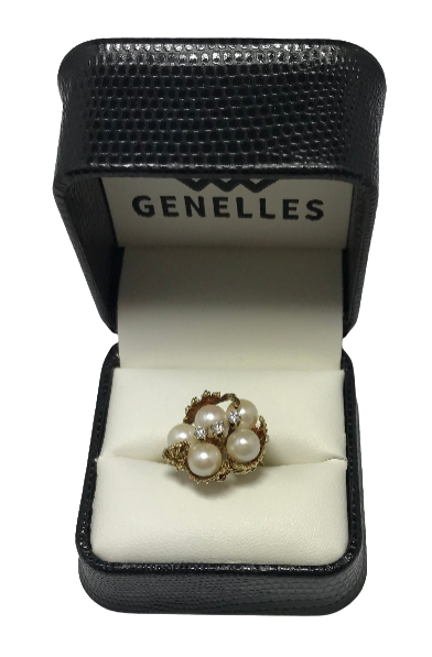 U 14K Yellow Gold 14PT Cttw / 5 Pearl Ornate Ring