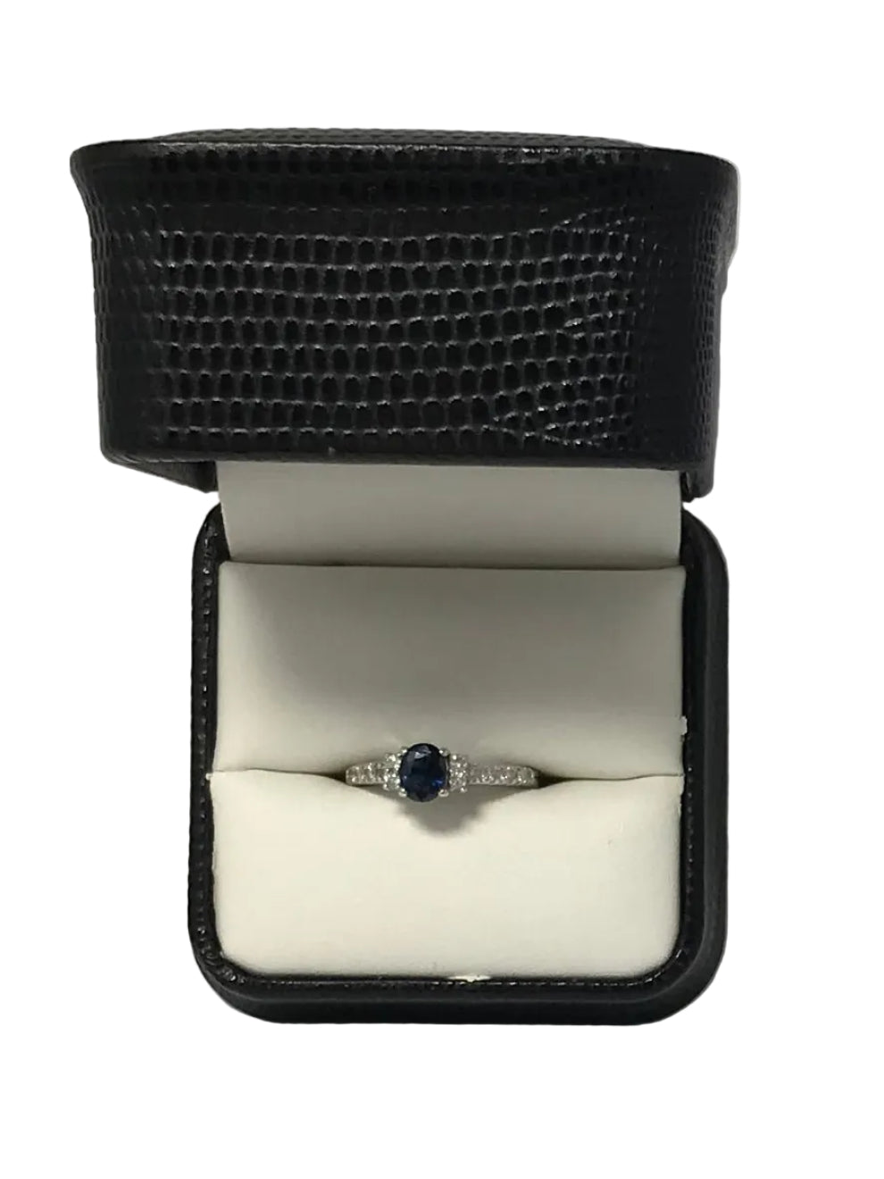 U 36154 14K White Gold 1/4CTTW Diamond/Blue Stone Ring