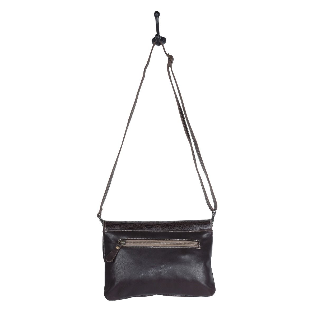 Myra Choco splash Hand-Tooled Handbag