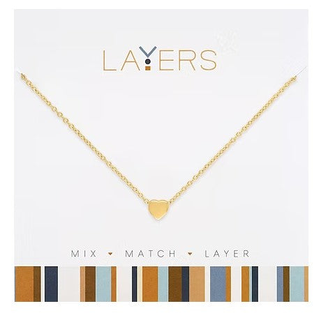 LAY-129G Layers Gold Heart Necklace