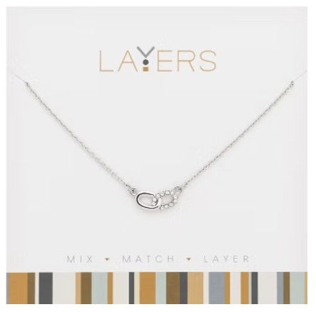 LAY-523S Layers Half Cubic Zirconia Links Necklace