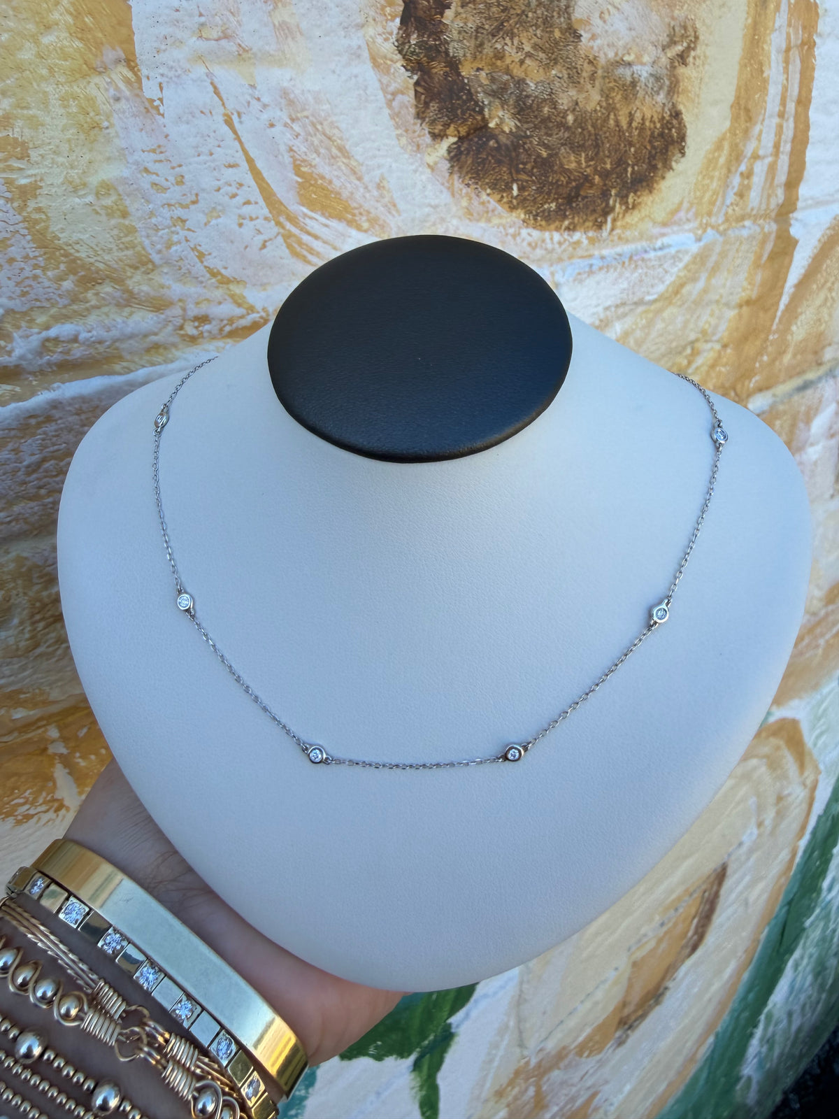 Sterling Silver 1/4CTTW Lab Diamond By The Yard Necklace - 18" 0