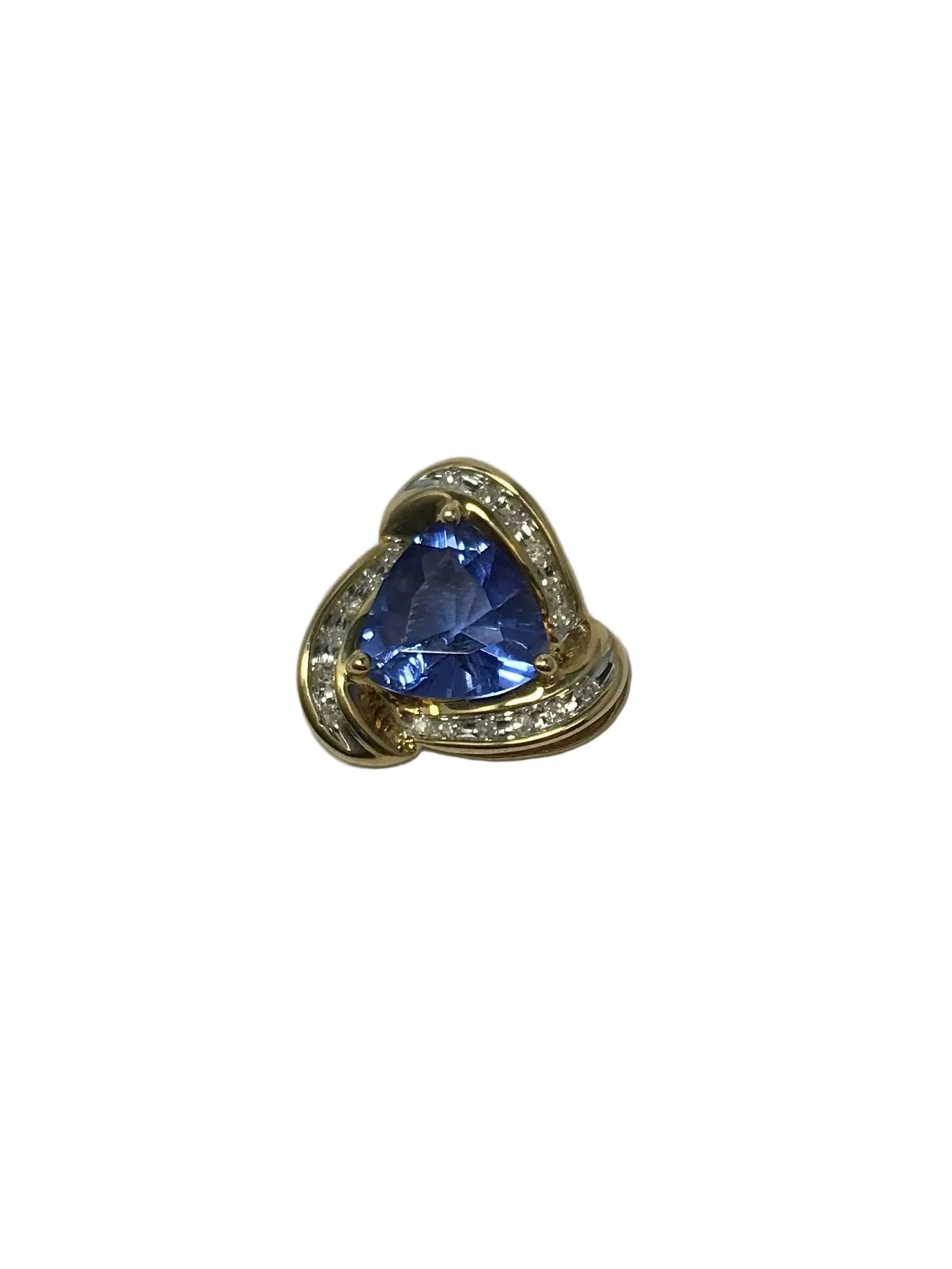 U 10K Yellow Gold Blue/Clear Stone Pendant