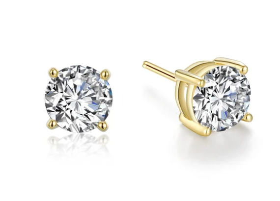 E0180CLG Lafonn Gold Plated Sterling Silver 2.0CTW Lassaire Stone 4 Prong Stud Earrings 0