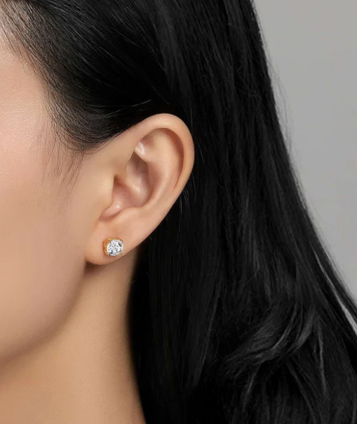 E0180CLG Lafonn Gold Plated Sterling Silver 2.0CTW Lassaire Stone 4 Prong Stud Earrings 0