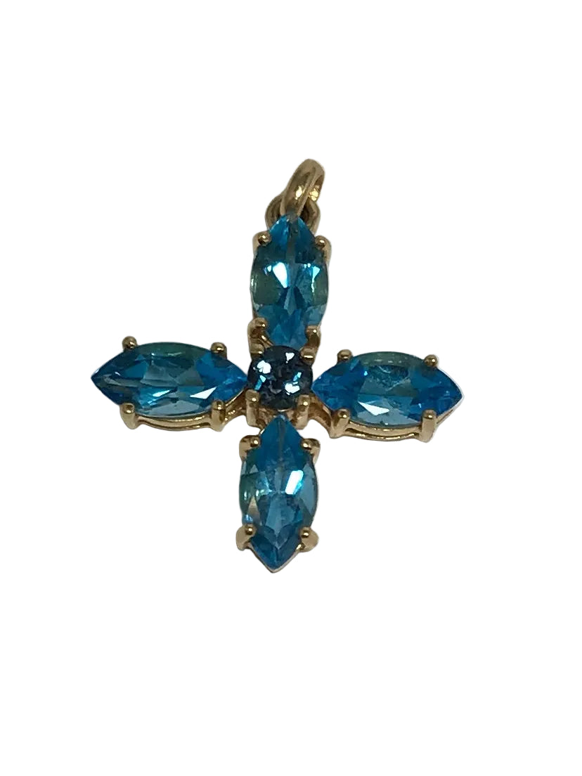 U 70807 14K Yellow Gold Blue Stone Pendant