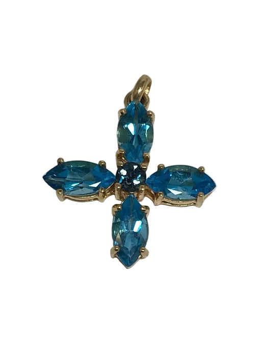 U 70807 14K Yellow Gold Blue Stone Pendant