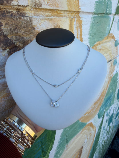 Sterling Silver 1/4CTTW Lab Diamond By The Yard Necklace - 18" 0