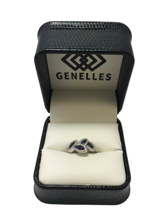 B-R-018736S 10K White Gold .14CTW Diamond / .30CTW Sapphire Ring