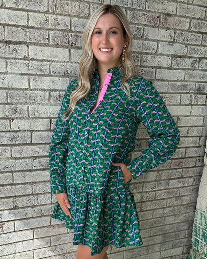 The Fiona Dress in Honey Vines Green