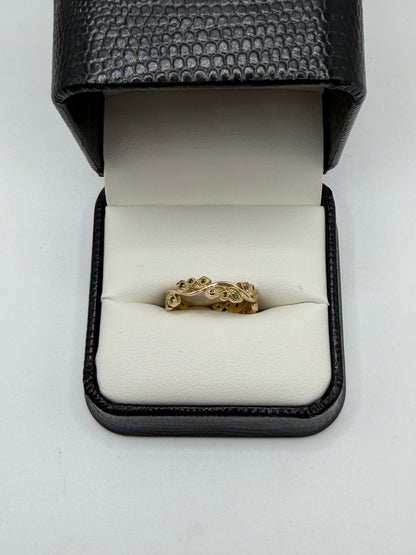 14K Yellow Gold Custom Made 14pt CTW AA Green Tourmaline Ring