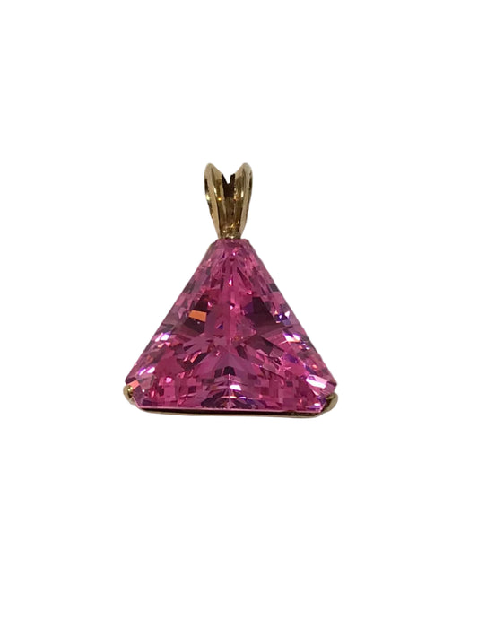 U 10K Yellow Gold Pink Stone Pendant