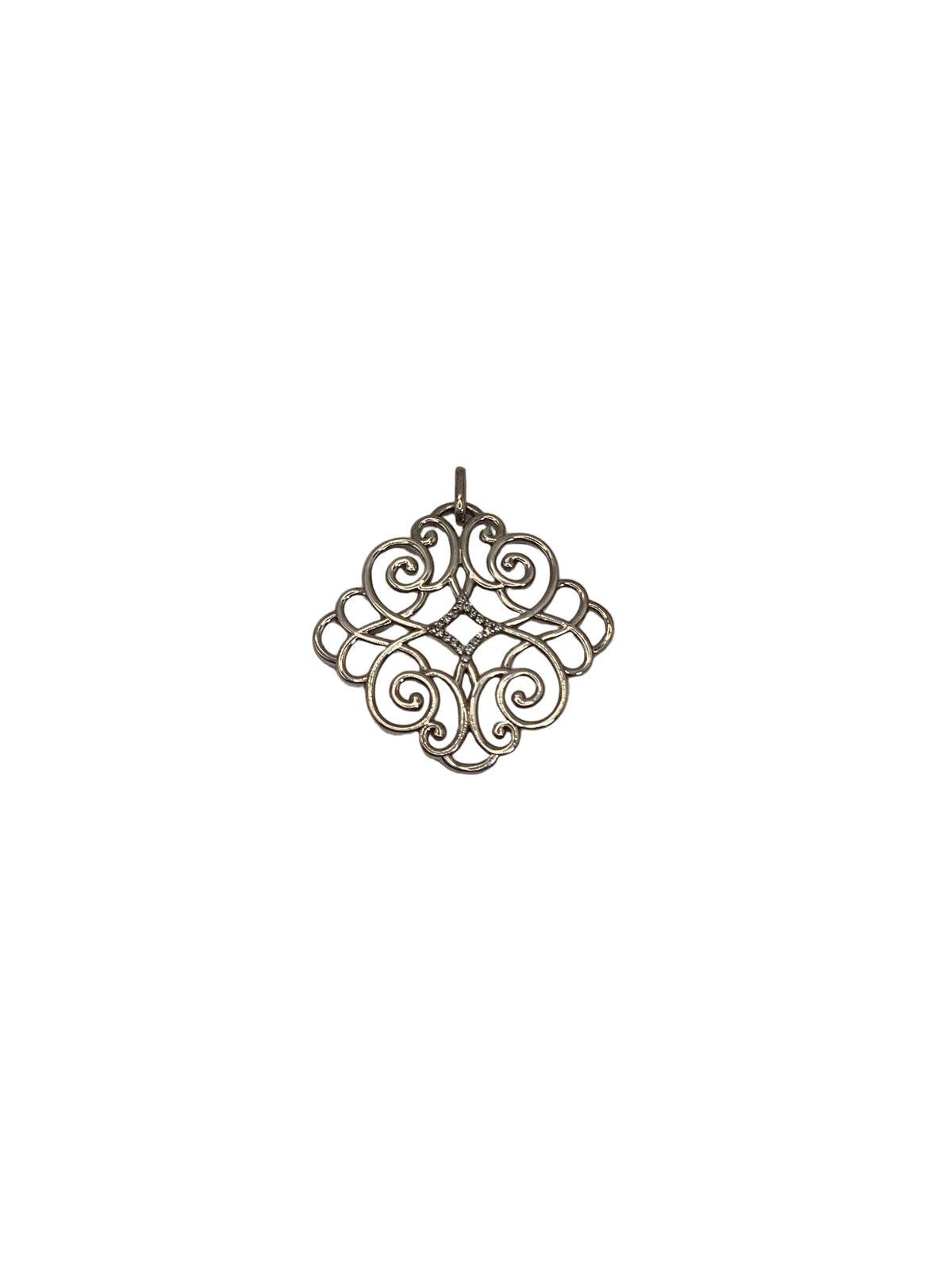 P7527 Sterling Silver .10Ct Diamond Fancy Design Pendant