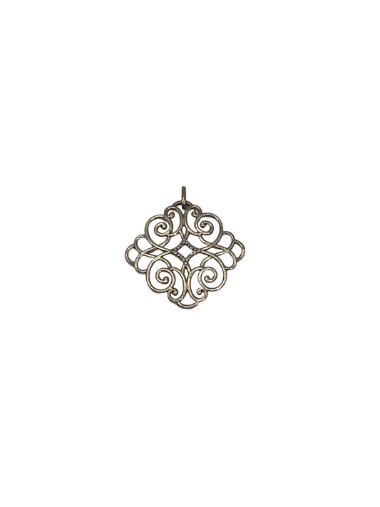 P7527 Sterling Silver .10Ct Diamond Fancy Design Pendant