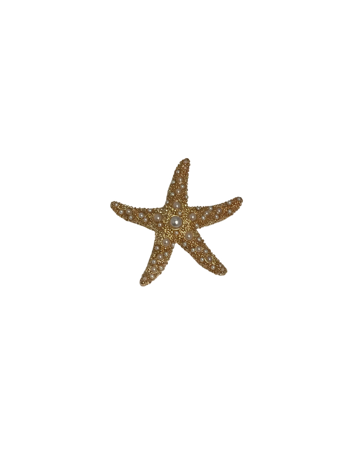 PA6025 Gold Tone Pearl Bead Starfish Brooch 0