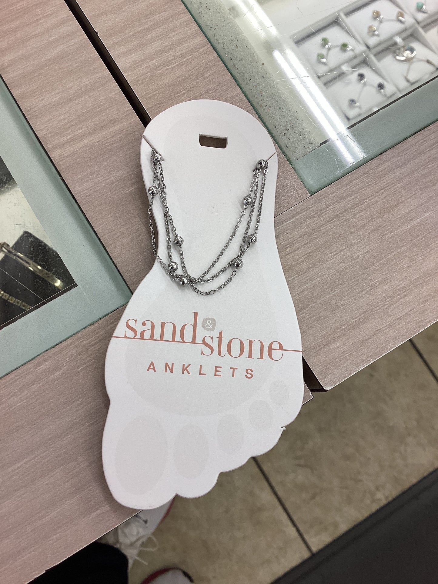 SS-Anks10 Sand & Stone Silver Tone Multi- Strand Anklet 0