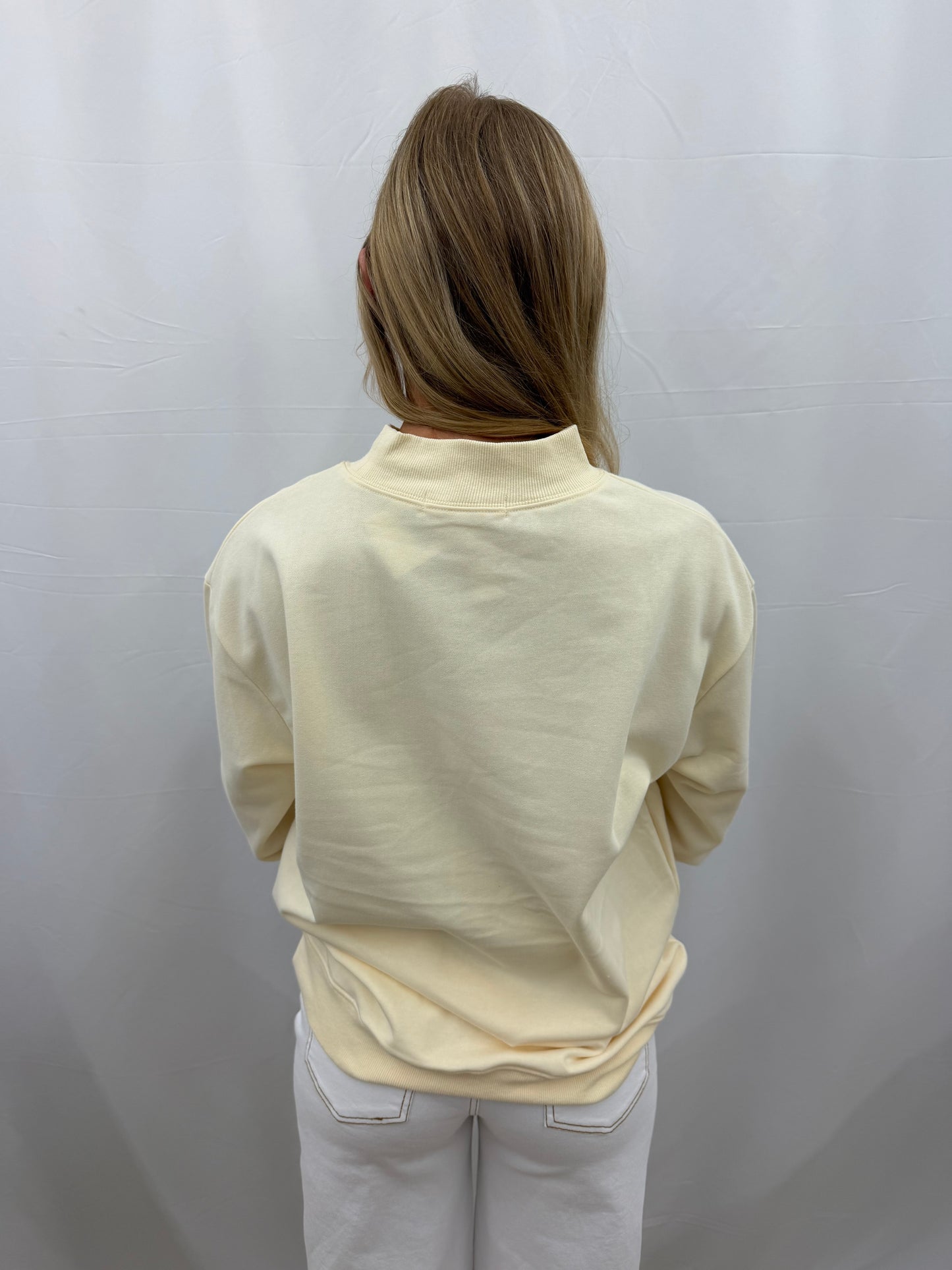 9266-BL Grace & Emma Mock Neck Sweatshirt Ivory